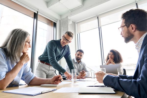 People discussing in a meeting