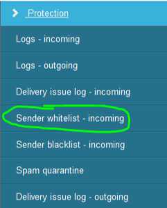 Location of Sender whitelist