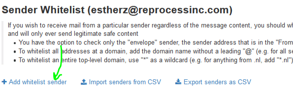 Where to add Whitelist sender