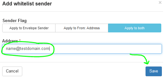 adding domain address and location of the save button